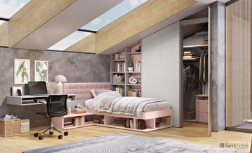 Cameretta mansarda e letto – Composizione 111 by Ferrimobili