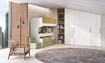 Cameretta mansarda letto scorrevole con scrivania – Composizione 116 by Ferrimobili