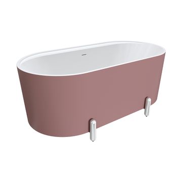 Aluca Freestanding Bath, 1500mm Matte Rouge with Chrome Legs with overflow by Fienza