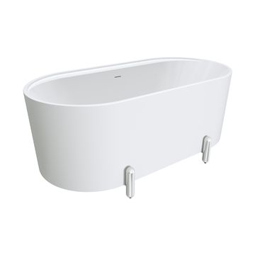 Aluca Freestanding Bath, 1500mm Matte White with Chrome Legs with overflow by Fienza