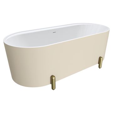 Aluca Freestanding Bath, 1700mm Matte Khaki with Urban Brass Legs with overflow by Fienza