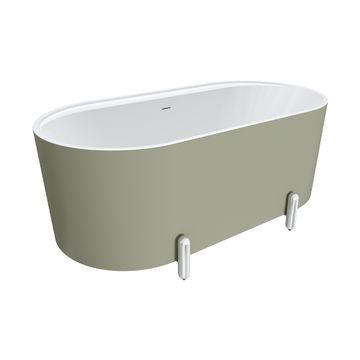 Aluca Freestanding Bath,1500mm Matte Olive with Chrome Legs with overflow by Fienza