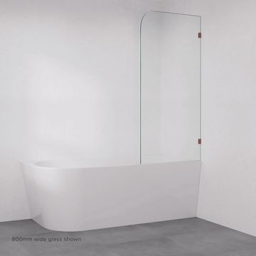 Curved Edge Fixed Frameless Glass Bath Panel, Brushed Copper by Fienza