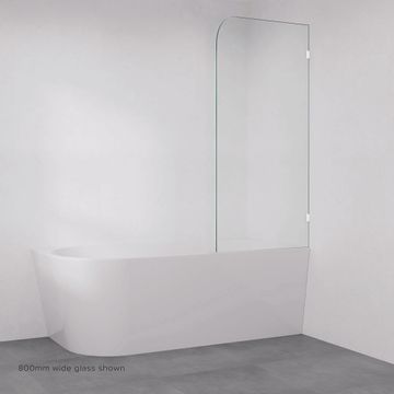 Curved Edge Fixed Frameless Glass Bath Panel, Matte White by Fienza