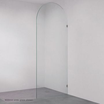 Arch Fixed Frameless Glass Shower Panel, Gun Metal by Fienza