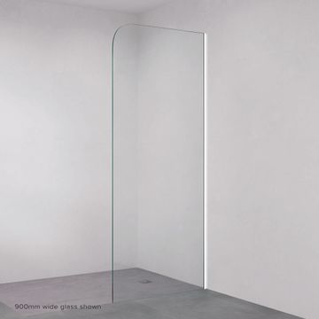 Curved Edge Fixed Frameless Glass Shower Panel with Channel, Matte White by Fienza