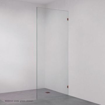Rectangular Fixed Frameless Glass Shower Panel, Brushed Copper by Fienza