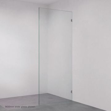 Rectangular Fixed Frameless Glass Shower Panel, Gun Metal by Fienza
