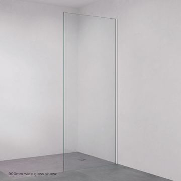 Rectangular Fixed Frameless Glass Shower Panel with Channel, Brushed Nickel by Fienza