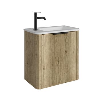 Minka Mini 550 Wall-Hung Vanity, Left Hand Tap, Scandi Oak by Fienza