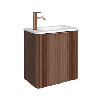 Minka Mini 550 Wall-Hung Vanity, Left Hand Tap, Walnut by Fienza