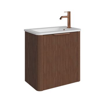 Minka Mini 550 Wall-Hung Vanity, Right Hand Tap, Walnut by Fienza