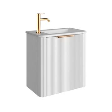 Minka Mini 550 Wall-Hung Vanity, Left Hand Tap, Satin White by Fienza