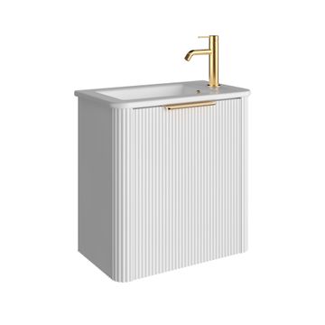 Minka Mini 550 Wall-Hung Vanity, Right Hand Tap, Satin White by Fienza