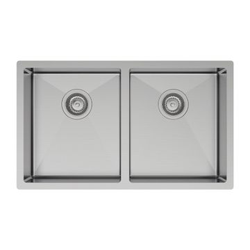 Hana 27L/27L Double Kitchen Sink, Stainless Steel by Fienza