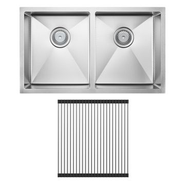 Hana Anti-Scratch 27L/27L Double Kitchen Sink Kit, Stainless Steel by Fienza
