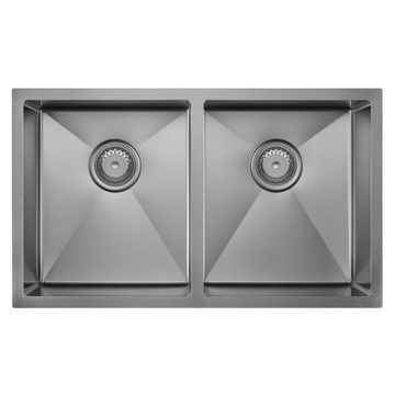 Hana Anti-Scratch 27L/27L Double Kitchen Sink, PVD Gun Metal by Fienza