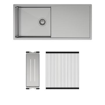 Hana 36L Single Kitchen Sink with Drainer Kit by Fienza