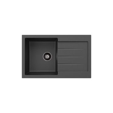 Kuro Granite 32L Single Kitchen Sink with Drainer, Matte Black by Fienza