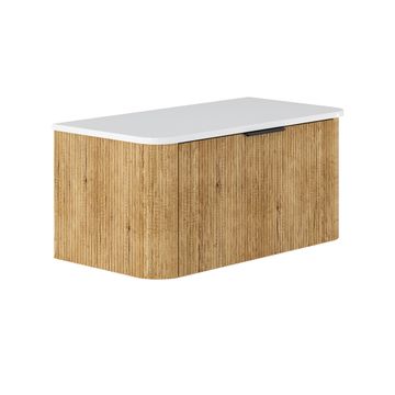 Minka Curved Scandi Oak 900 Wall Hung Cabinet by Fienza