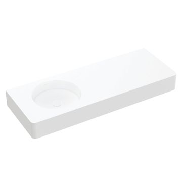 Encanto 1200 Solid Surface Wall Basin, Left-Hand Bowl, No Tap Hole by Fienza