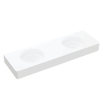 Encanto 1400 Solid Surface Wall Basin, Double Bowl, No Tap Hole by Fienza