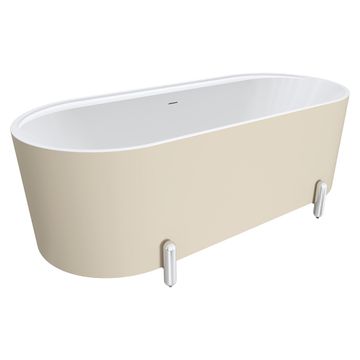 Aluca Freestanding Bath, 1700mm Matte Khaki with Chrome Legs with overflow by Fienza