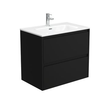 Joli Amato 750 Satin Black Wall-Hung Vanity by Fienza