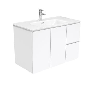 Joli Fingerpull Gloss White 900 Wall-Hung Vanity by Fienza