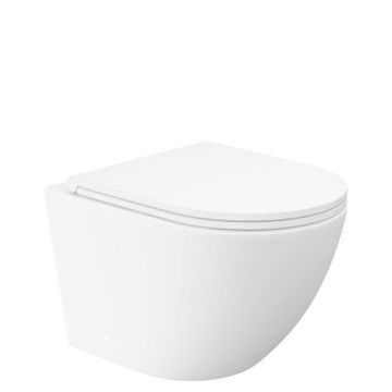 Koko Tornado Flush Wall Hung Toilet Suite, Matte White with Slim Seat by Fienza