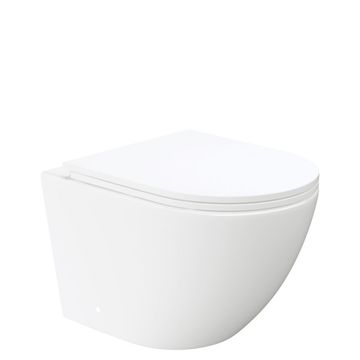 Koko Tornado Flush Wall Hung Toilet Suite, Gloss White with Slim Seat by Fienza