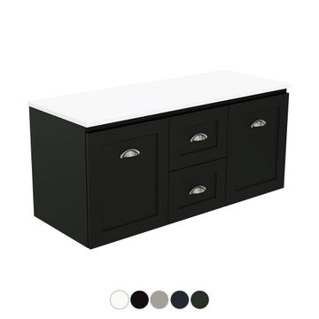 Newport Door & Drawer 1200 Double Bowl Wall Hung Vanity by Fienza