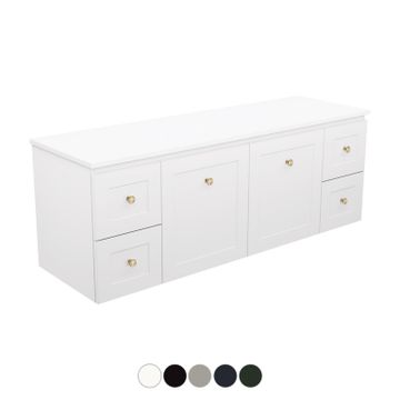 Newport Door & Drawer 1500 Double Bowl Wall Hung Vanity by Fienza