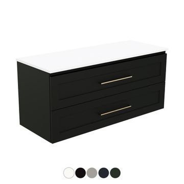Newport All Drawer 1200 Double Bowl Wall Hung Vanity by Fienza