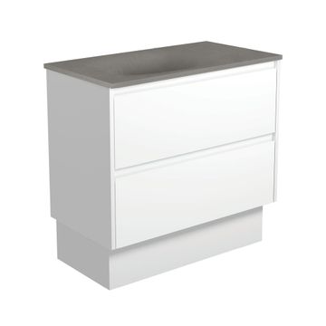 Satori Amato 900 Satin White Vanity On Kick, Satin White Panels by Fienza