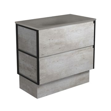 Satori Amato 900 Industrial Vanity On Kick, Matte Black Frames by Fienza