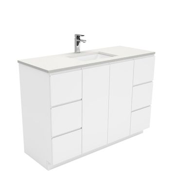 Sarah Crystal Pure Undermount 1200 Fingerpull Gloss White Vanity on Kick by Fienza