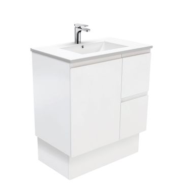 Dolce Fingerpull Satin White 750 Vanity On Kickboard by Fienza