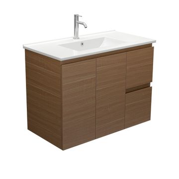 Dolce EdgeWalnut 900 Wall Hung Vanity by Fienza