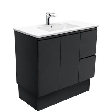 Dolce Fingerpull Satin Black 900 Vanity On Kickboard by Fienza