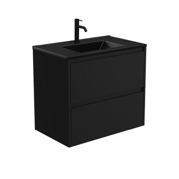 Dolce Matte Black Amato 750 Satin Black Wall-Hung Vanity by Fienza