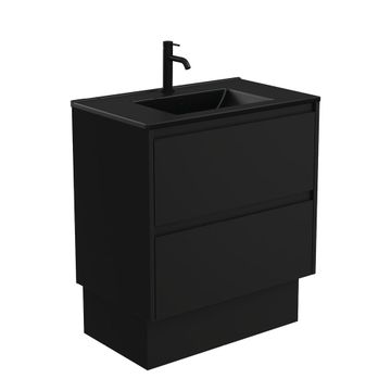 Dolce Matte Black Amato 750 Satin Black Vanity On Kick by Fienza