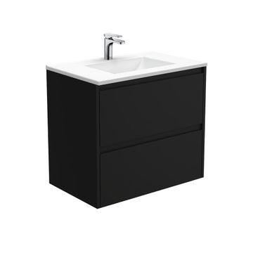 Vanessa Amato 750 Satin Black Wall-Hung Vanity by Fienza
