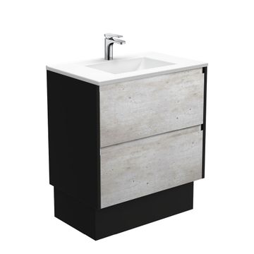 Vanessa Amato 750 Industrial Vanity On Kick, Satin Black Panels by Fienza