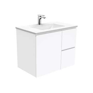 Vanessa Fingerpull Gloss White 750 Wall-Hung Vanity by Fienza