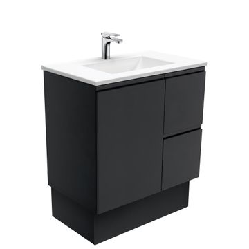 Vanessa Fingerpull Satin Black 750 Vanity On Kickboard by Fienza