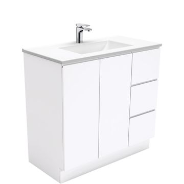 Vanessa Fingerpull Gloss White 900 Vanity On Kickboard by Fienza