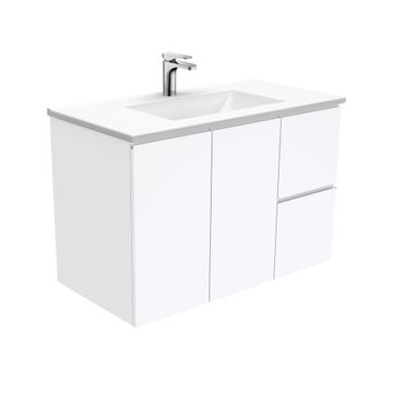 Vanessa Fingerpull Gloss White 900 Wall-Hung Vanity by Fienza