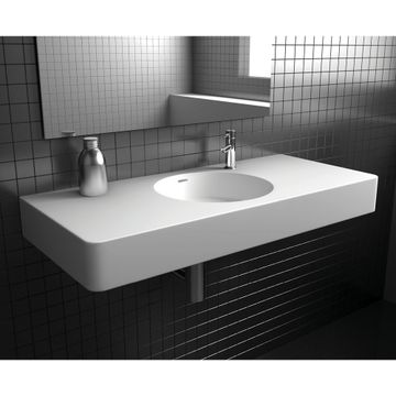 Encanto 1000 Solid Surface Wall Basin, 1 Tap Hole by Fienza - view 3