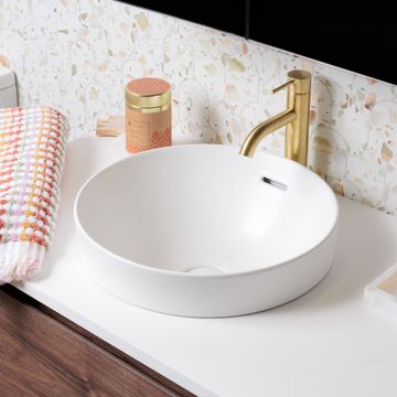 Aluca Round Semi-Inset Basin, Matte White by Fienza - view 4